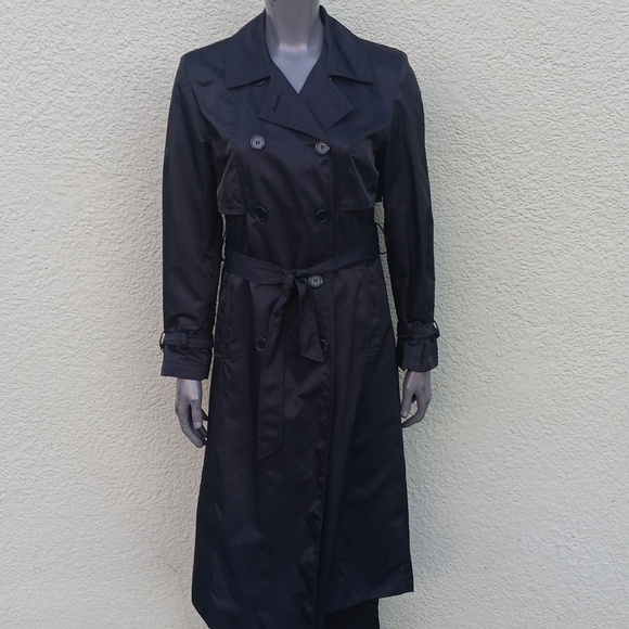LIZ CLAIBORNE PETITES (UKRAINE) VINTAGE DOUBLE-BREASTED TRENCH COAT (LADIES) - Picture 9 of 17